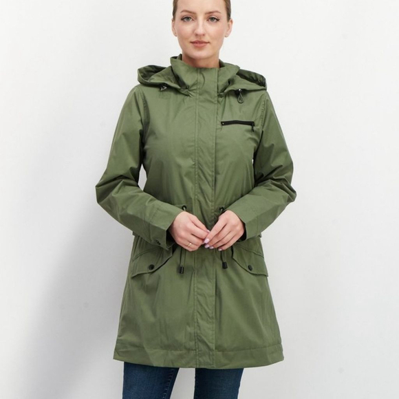 Vince Camuto Jackets & Blazers - Vince Camuto Water Resistant Hooded Jacket green black windbreaker womens medium